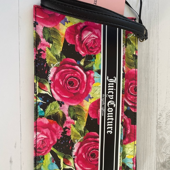 Juicy Couture  Gothic Logo Stripe Wristlet 9.75 x 5.5”/Ponytail Holder - Picture 4 of 16